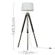 image 3 of ValueLights Modern Distressed Wood And Silver Chrome Tripod Floor Lamp With White Shade | White