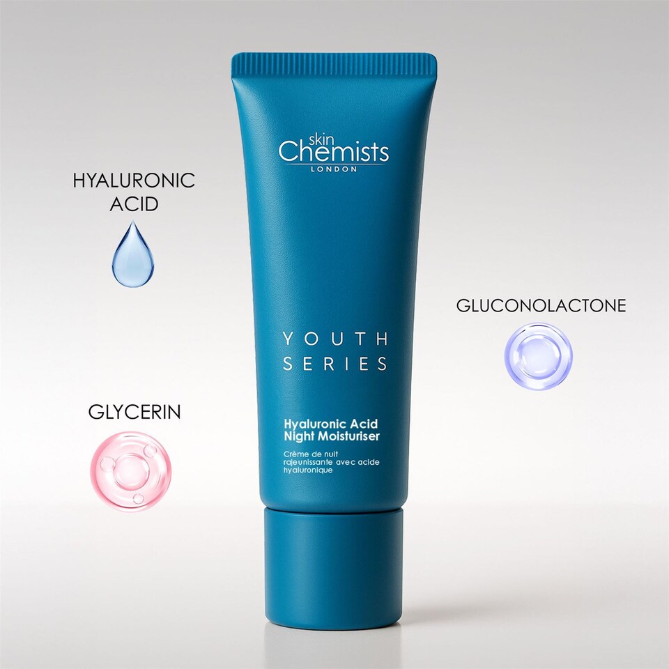 image 1 of skinChemists 1% Hyaluronic Acid Anti-Ageing Night Moisturiser 50ml for Dryness, Fine Lines, Wrinkles