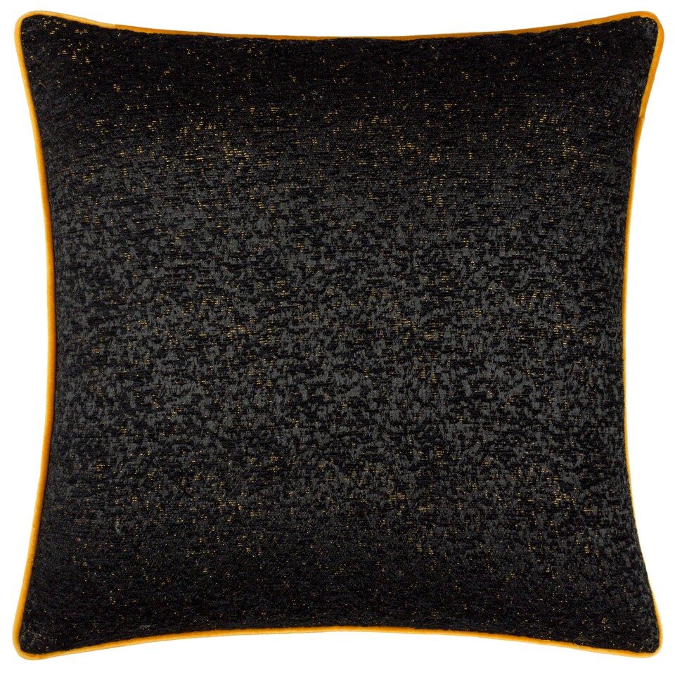 image 1 of Paoletti Galaxy Chenille Piped Cushion, Black, 50 x 50cm