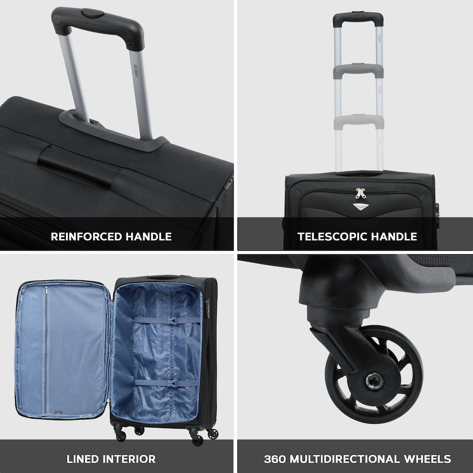 image 1 of Flight Knight Lightweight 4 Wheel 800D Soft Case Suitcases Anti Crack Cabin & Hold Luggage Options 100 Airlines Approved - Including easyJet, BA & Many More! Red | Burgundy | Large