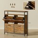 image 7 of HOMCOM Shoe Cabinet with 4 Flip Drawers, Holds 12-20 Pairs Brown | 98W x 24D x 95H cm