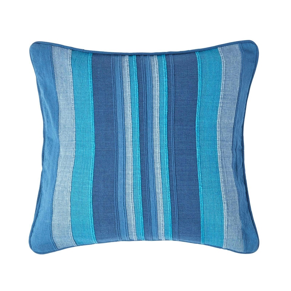 image 1 of Homescapes Cotton Striped Blue Cushion Cover Morocco - 45 x 45 cm | Blue | Blue | 45 x 45 cm