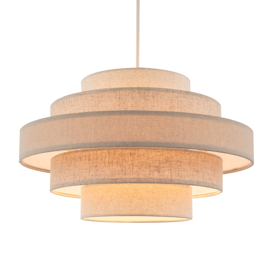 image 1 of Five Tier Pendant Lighting Shade with Natural Oatmeal and Beige Linen | Cream | Beige | 1