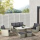 image 2 of Outsunny 6 PCS Outdoor Rattan Sofa Furniture Sets with Footstool Cushions Grey