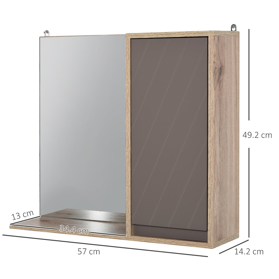 image 1 of HOMCOM Bathroom Mirror Cabinet, Wall-Mounted Bathroom Cabinet with Mirror and Adjustable Inner Shelf,  57L x 14.2W x49.2H cm