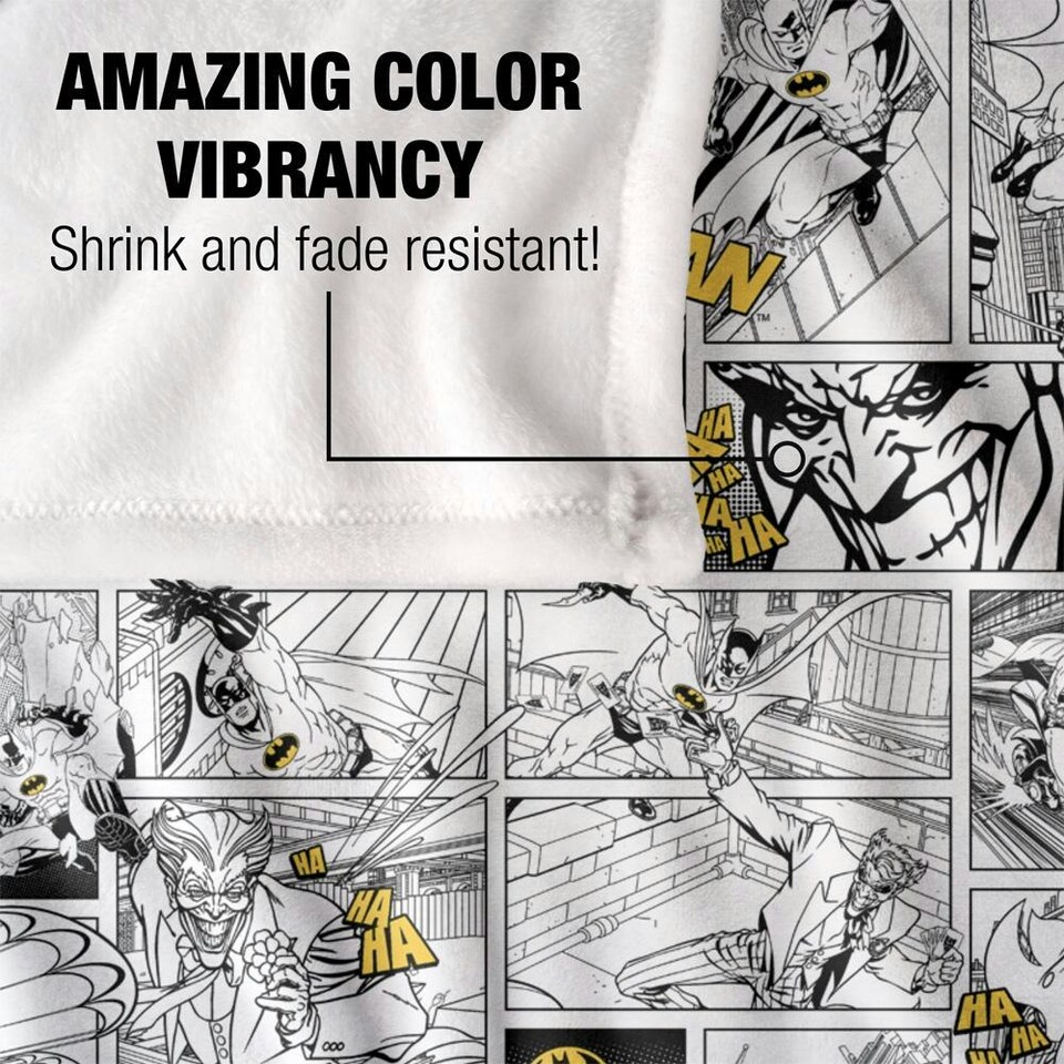 image 1 of Batman Action Panels Blanket - Multicoloured - One Size