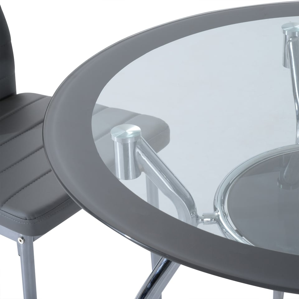 image 1 of HOMCOM Round Dining Table Set for 4, Kitchen Table and Chairs with Cushion