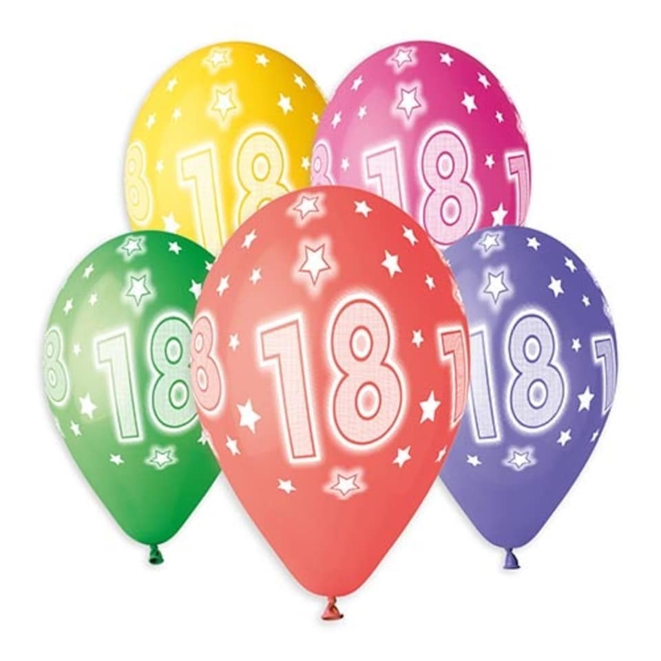image 1 of Assorted Colour Cosmic Stars Age 18 Latex Balloons 33cm / 13 in - Pack of 6