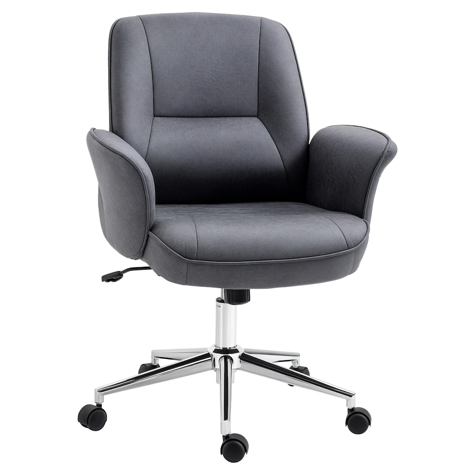 image 1 of Vinsetto Swivel Computer Office Chair Mid Back Desk Chair for Home, Deep Grey