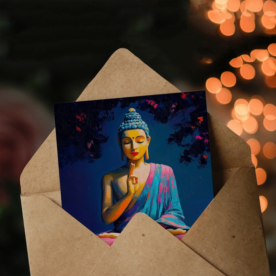 image 1 of Birthday Card Beautiful Soul Mudra Buddha Statue Mindfulness