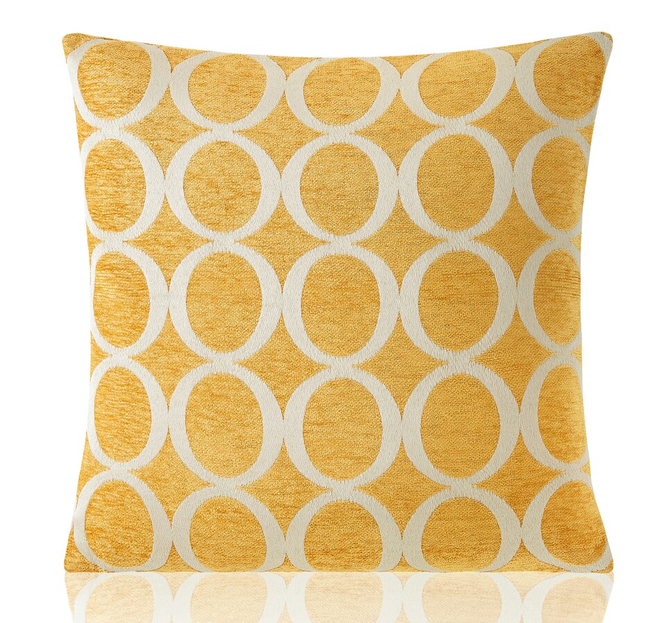 image 1 of Geometric O Chenille 45cm x 45cm Ochre Cushion Set of 4 | Yellow | Cream | 45cm x 45cm x 10cm | 4
