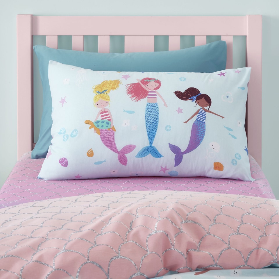 image 1 of Mermaid Reversible Duvet Cover Set | Blue