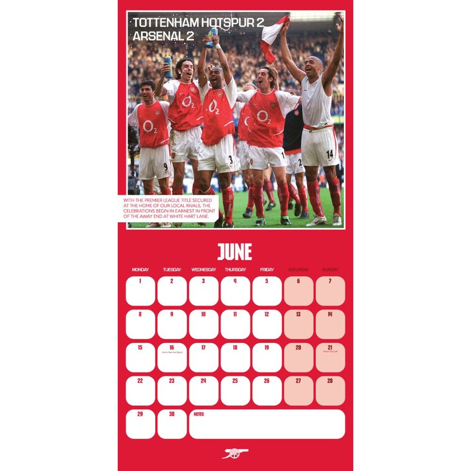 image 1 of ARSENAL FC LEGENDS 2026 SQUARE CALENDAR