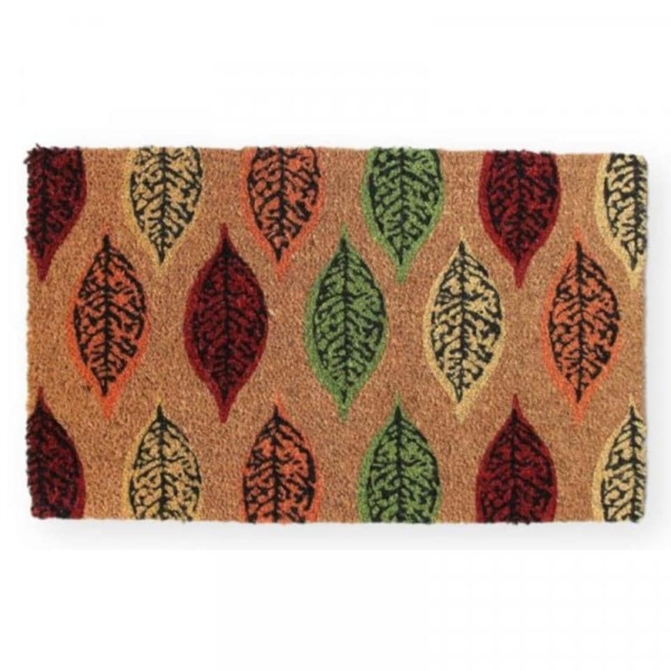 image 1 of Marco Paul Multicoloured Autumn Leaves Coir Doormat 75x45cm Seasonal Entrance Mat