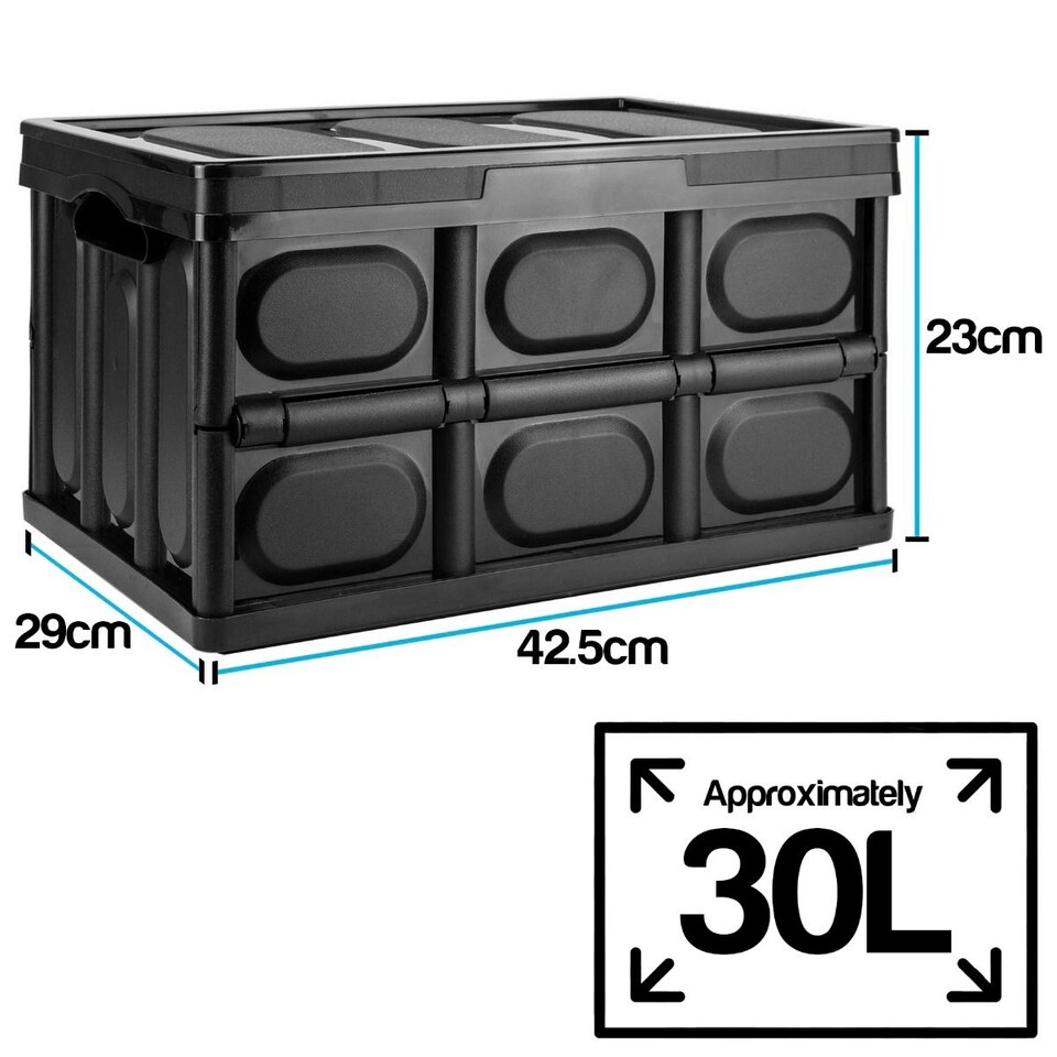 image 1 of TekBox 30L Black Folding Storage Box - Set of 2 Boxes