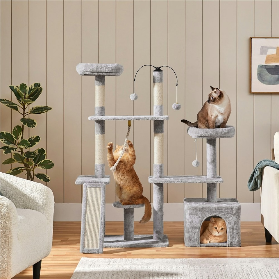 image 1 of Yaheetech 135.5 cm Cat Activity Tower Play Center Light Grey