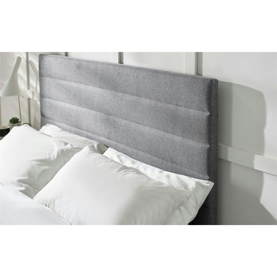 image 1 of Premium Grey Linen Bed with a Horizontal Tufted Headboard - Double 4ft 6" (135cm)