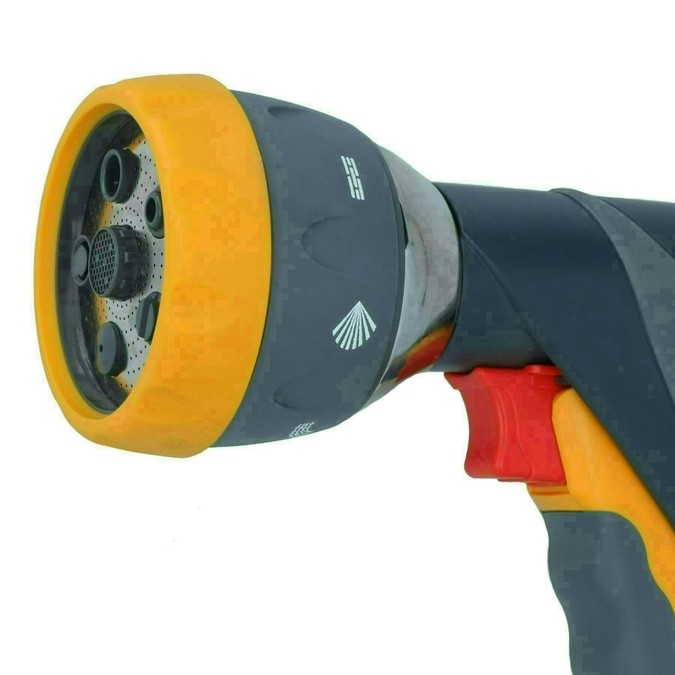 image 1 of Hozelock Multi Spray Gun Pro Water Hose Pipe 7 Function Metal & 3 Fittings