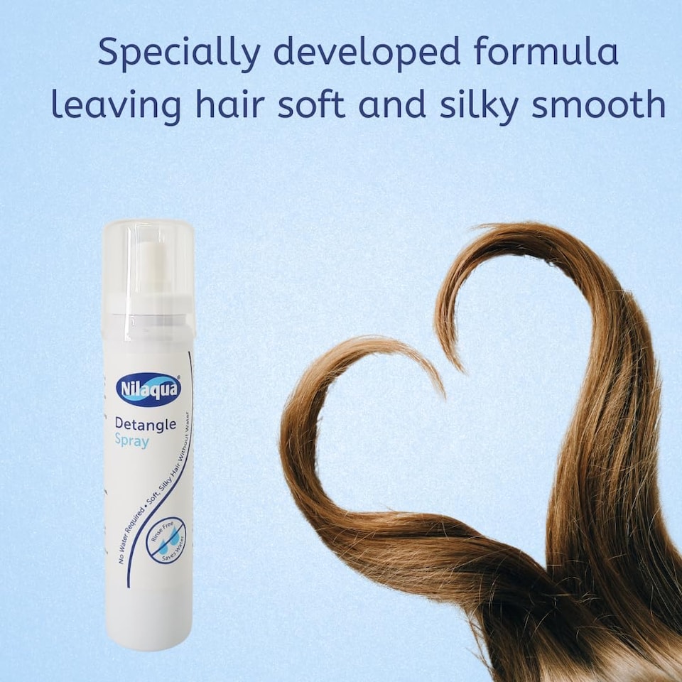 image 1 of Nilaqua Gentle Detangle Spray Instant Detangling Care for Dry and Damaged Hair, Silky Smooth Conditioned Hair, 100ml Triple Pack