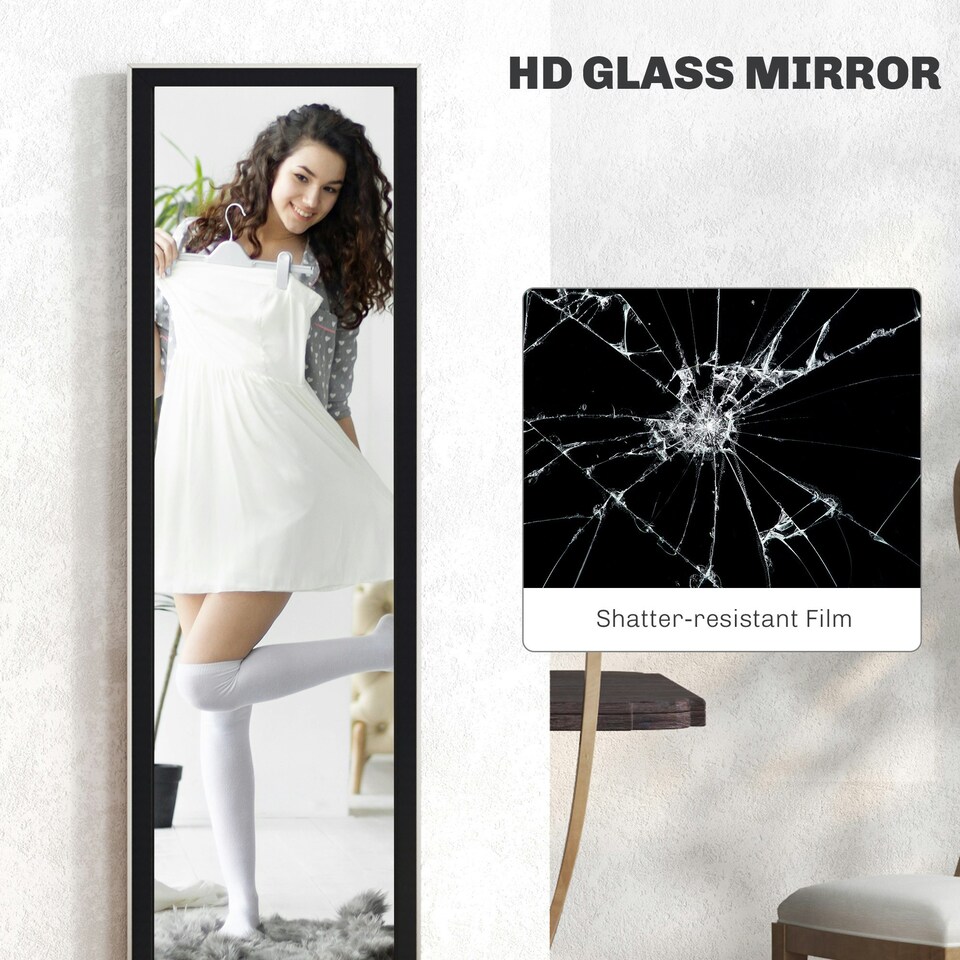 image 1 of HOMCOM Floor Mirror Wall Mounted Leaning Standing Mirror 37 x 157cm Black