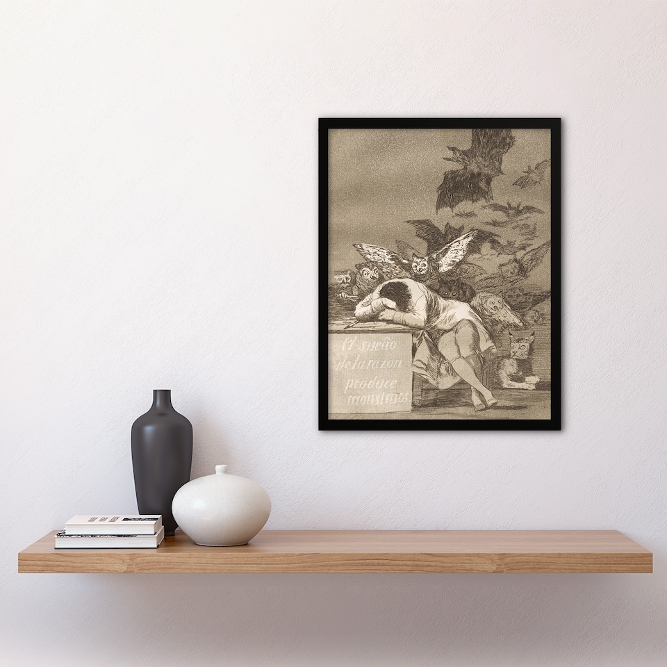 image 1 of The Sleep of Reason Produces Monsters Goya Framed Wall Art Print 12X16"