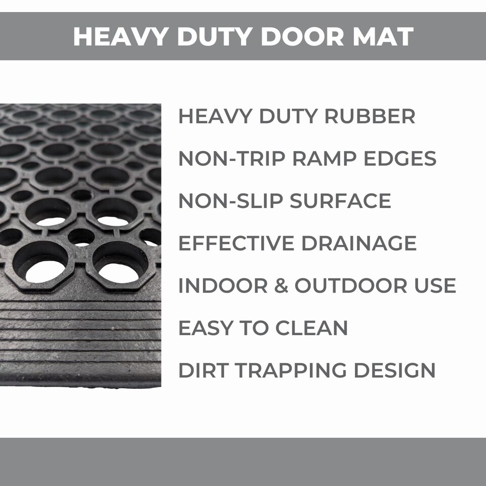 image 1 of Rubber Door Mat - 10.3m x 0.9m - Non-Trip Ramp Edge - Heavy Duty - Non Slip - Wheelchair & Pushchair Friendly