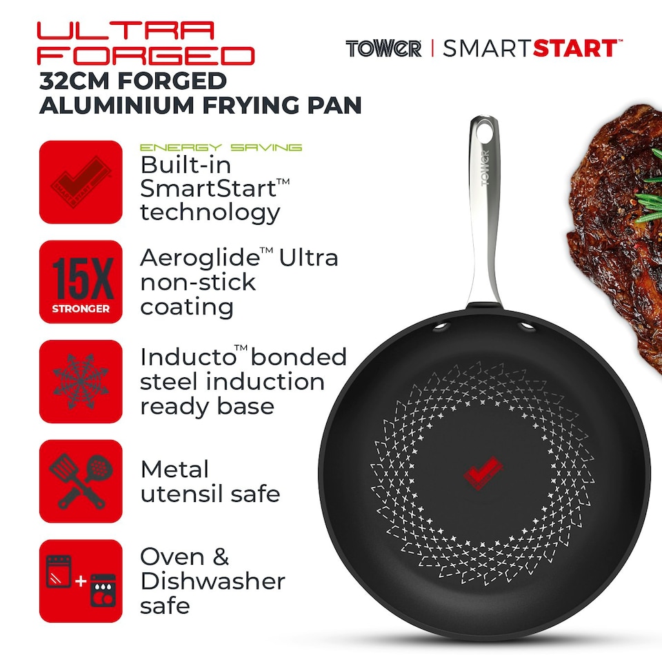 image 1 of Tower T900303 Smart Start 32Cm Frying Pan Black