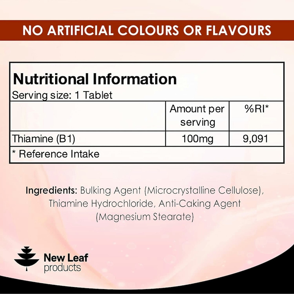 image 1 of Vitamin B1 Tablets Thiamine Supplement High Strength 100mg
