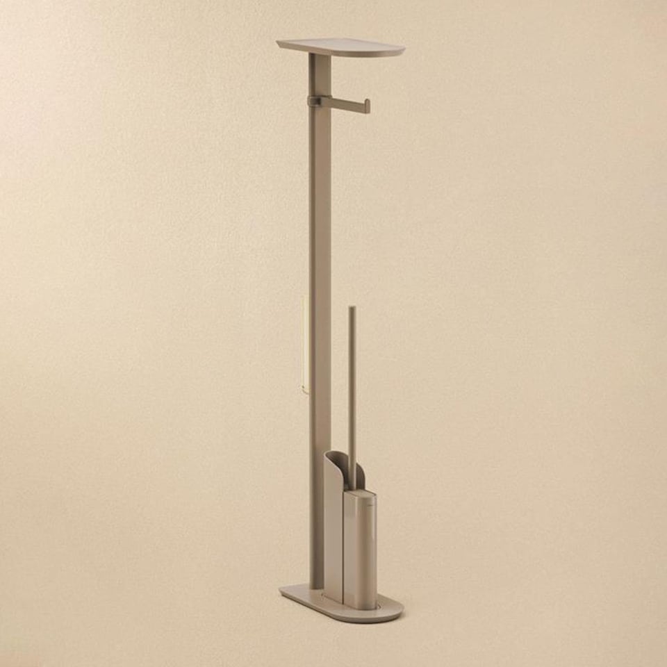 image 1 of COSMIC Silicone Toilet Brush with Toilet Roll Holder Beige, FLAT Collection