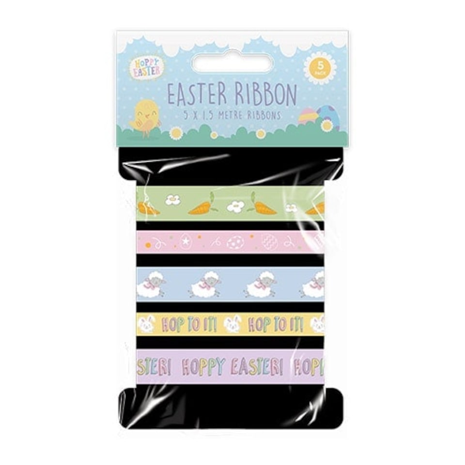 Easter Arts & Crafts Assorted Pastel Ribbons - Pack of 5