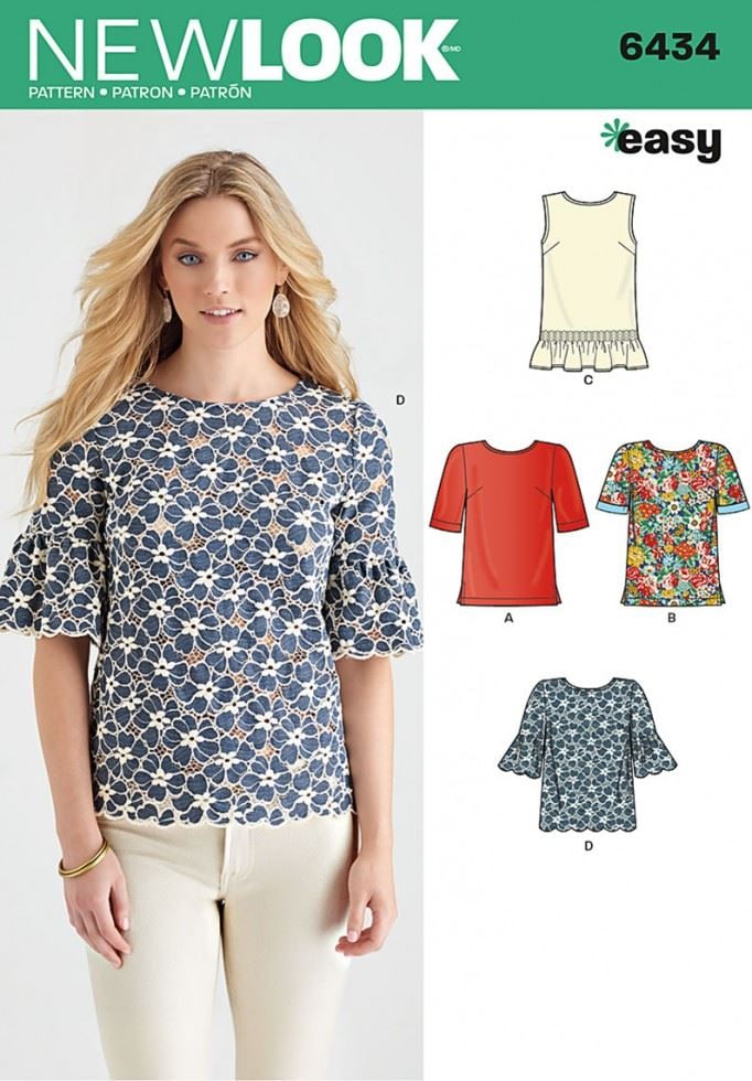 New Look 6434 Paper Sewing Pattern â Womenâs Top, Size A (10â12â14â16â18â20â22), Easy