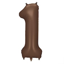 Mocha Brown Number 1 Helium Foil Giant Balloon 86cm / 34 in Brown