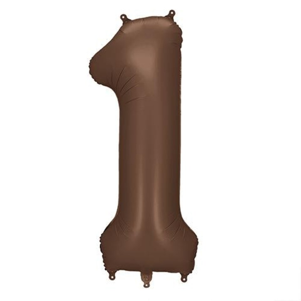 image 1 of Mocha Brown Number 1 Helium Foil Giant Balloon 86cm / 34 in Brown