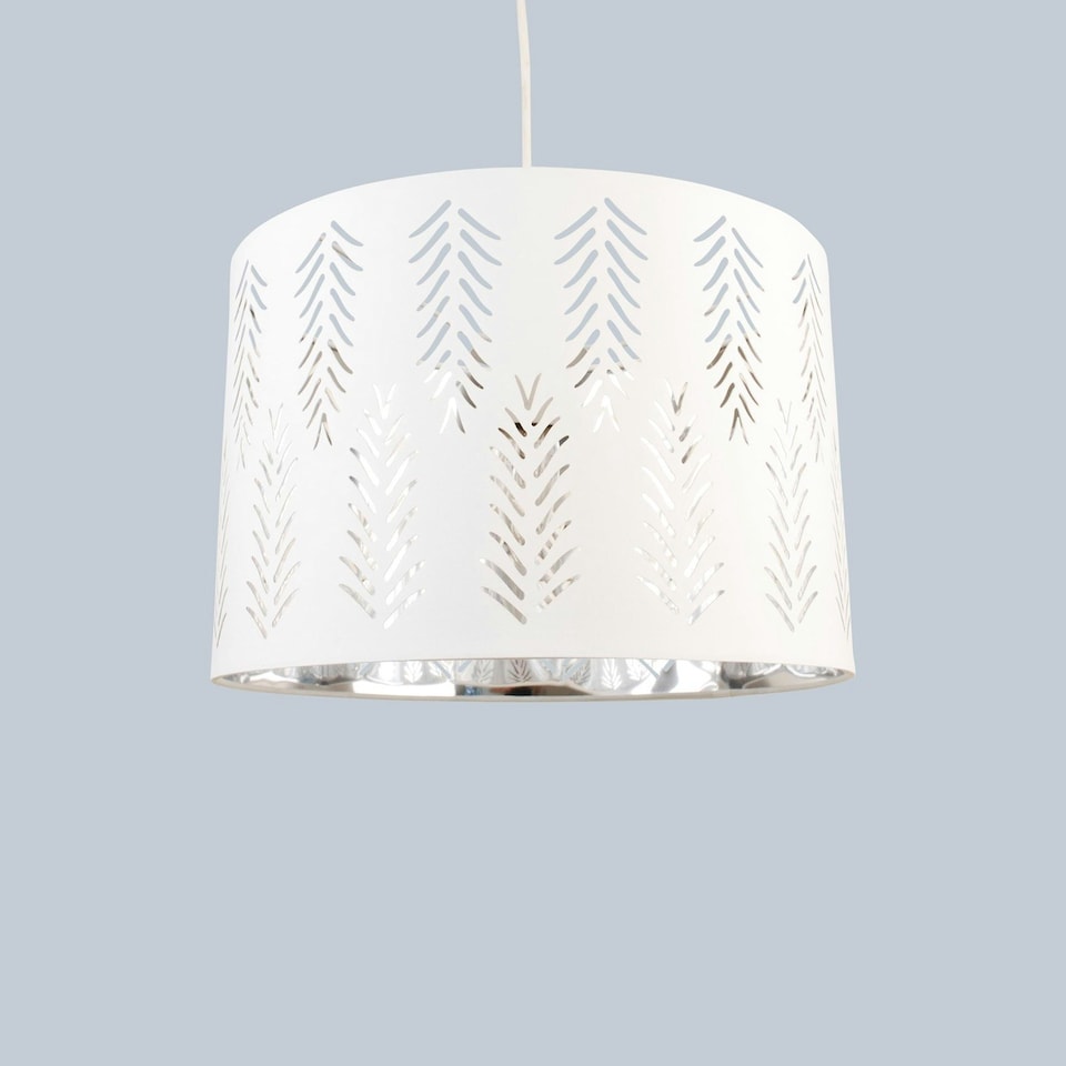 image 1 of First Choice Lighting Set of 2 Spruce White Cut Out Shades with Chrome Inner White | Chrome