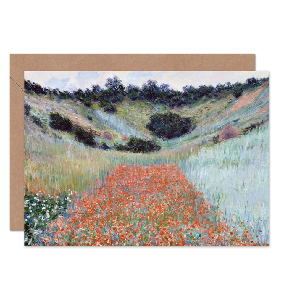 image 1 of Claude Monet Poppy Field Hollow Near Giverny Art Card