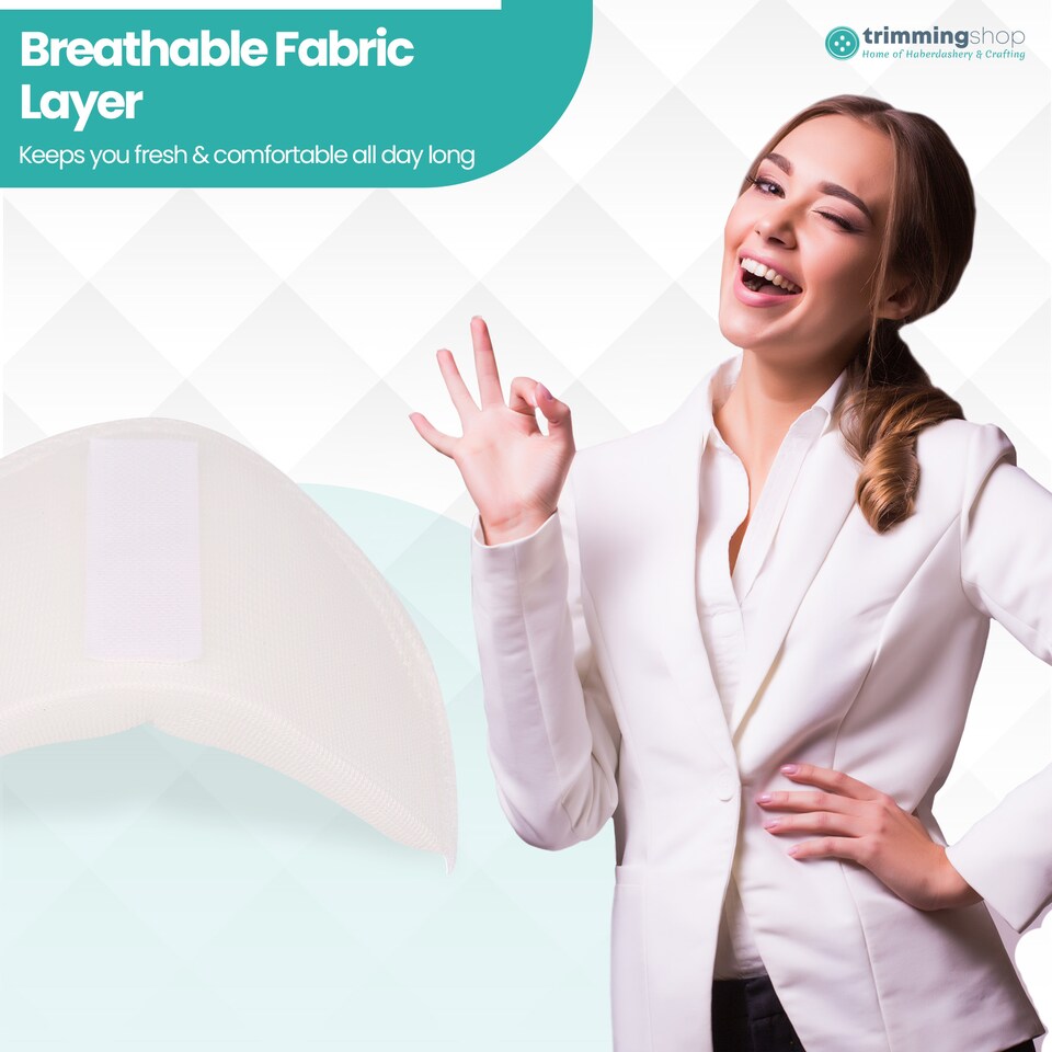 image 1 of White Anti-Slip Shoulder Pads Set-In Foam Design with Hook & Loop Fastening