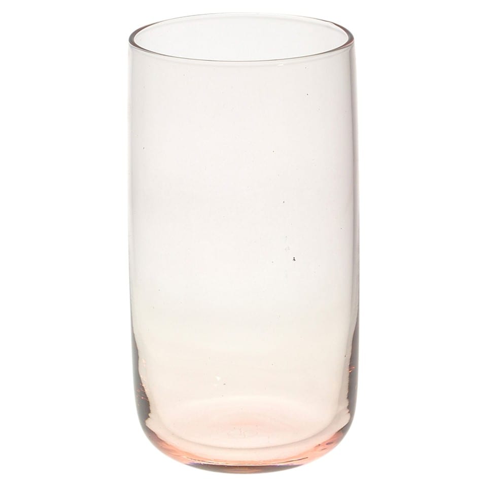 image 1 of Modern Drinking Coloured Glasses Water Dining Juice Tumbler | Clear | Pink 365ml | Set of 6