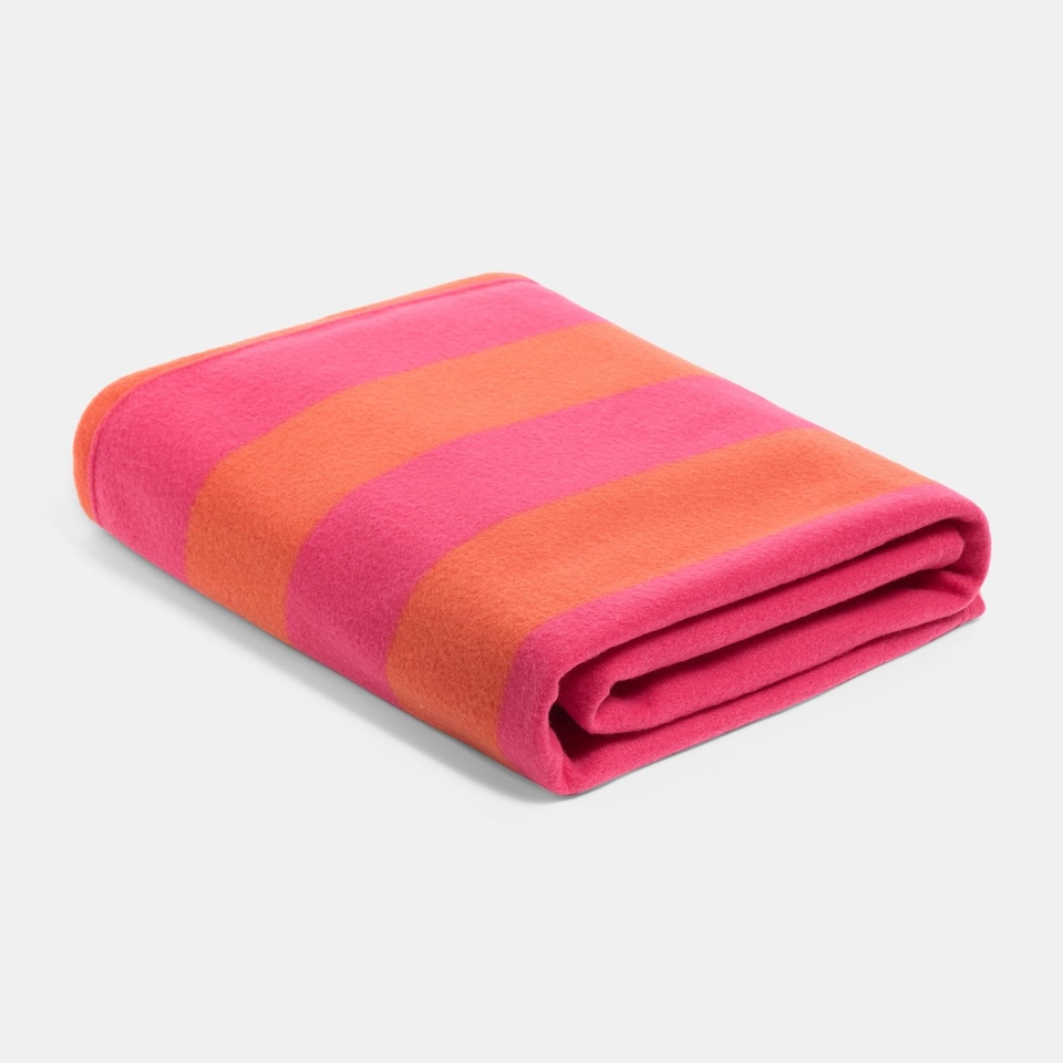 image 1 of OHS Stripes Print Polar Fleece Throw Blanket Lightweight Bedspread | Multi | Orange/Pink