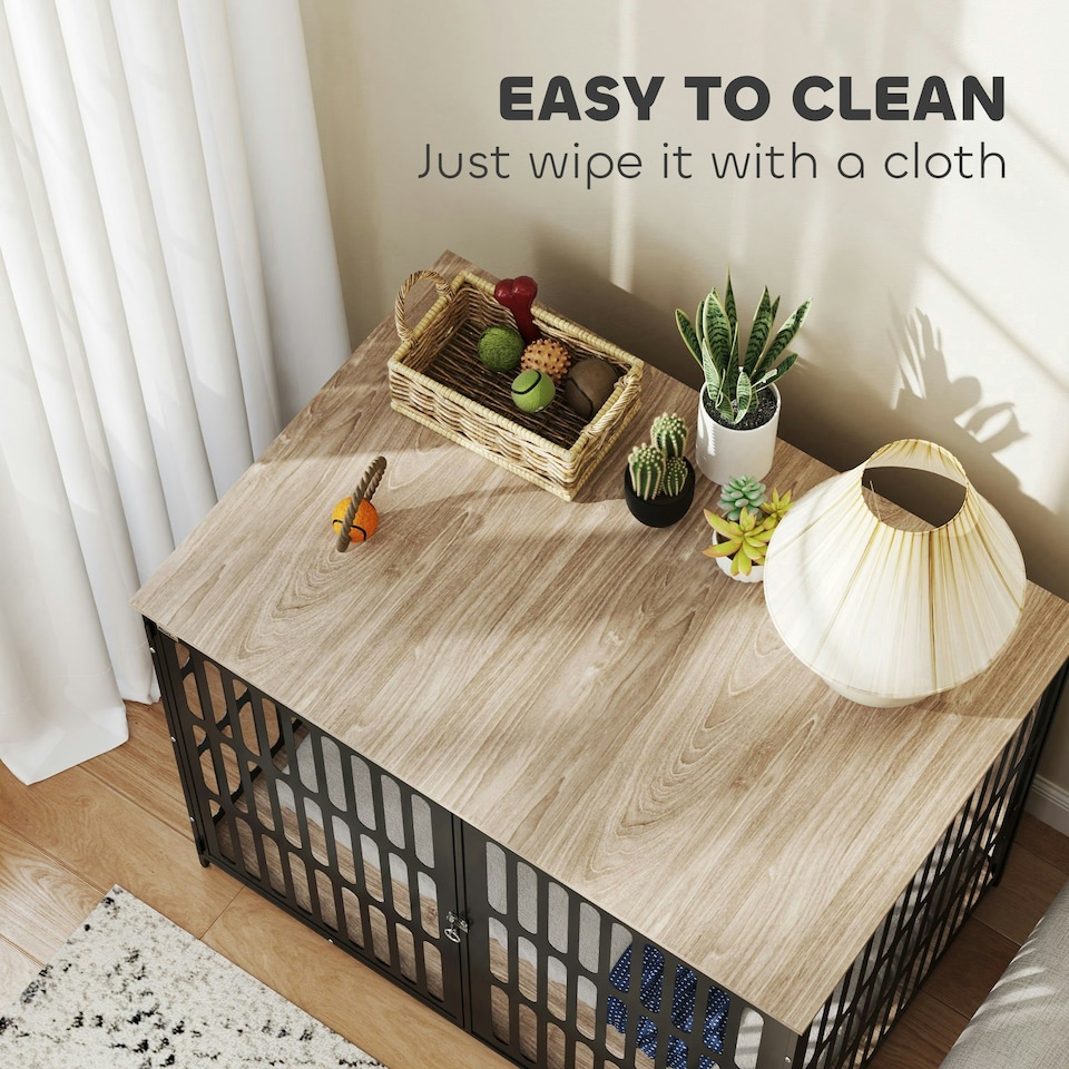 image 1 of PawHut Dog Crate Furniture with Anti-Chew Resistant Mesh for XL Dogs