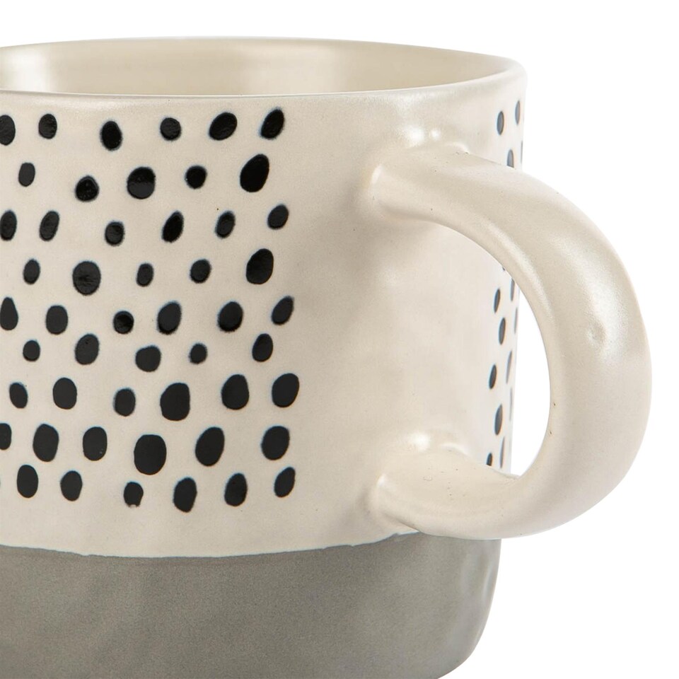 image 1 of Nicola Spring Ceramic Dipped Dots Coffee Mugs - 385ml - Grey - Pack of 6 | Grey | Grey
