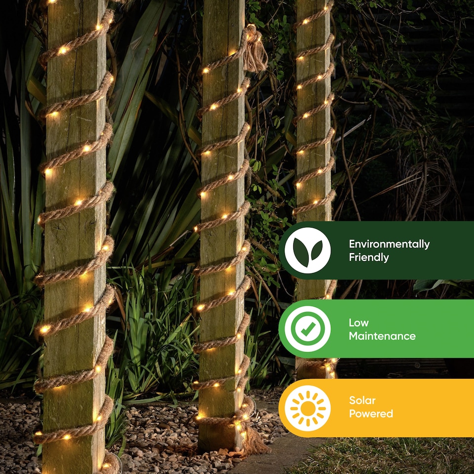 image 1 of Gardenwize 4m Solar Rope String Lights Outdoor