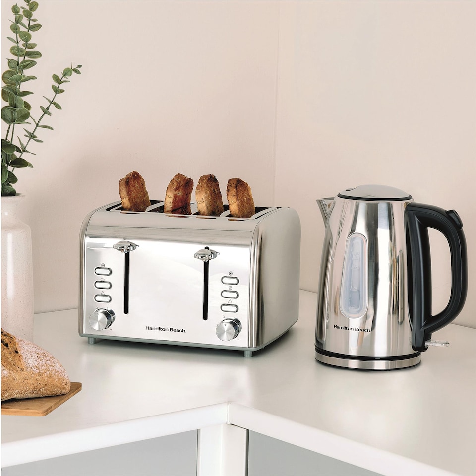 image 1 of Hamilton Beach Rise Polished Kettle & 4 Slice Toaster Set