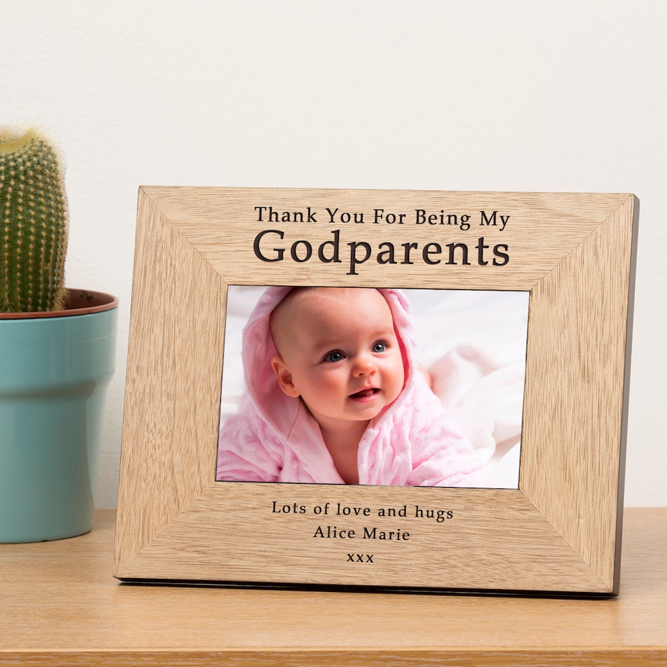 image 1 of Personalised Thank you for being my Godparents Wood Picture Frame 7 x 5
