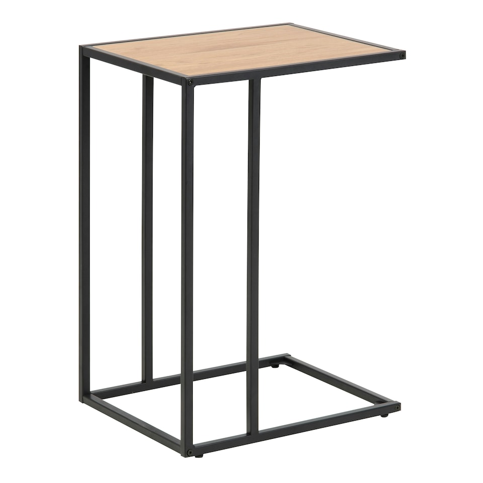 image 1 of Seaford Black Metal Side Table with Oak Top