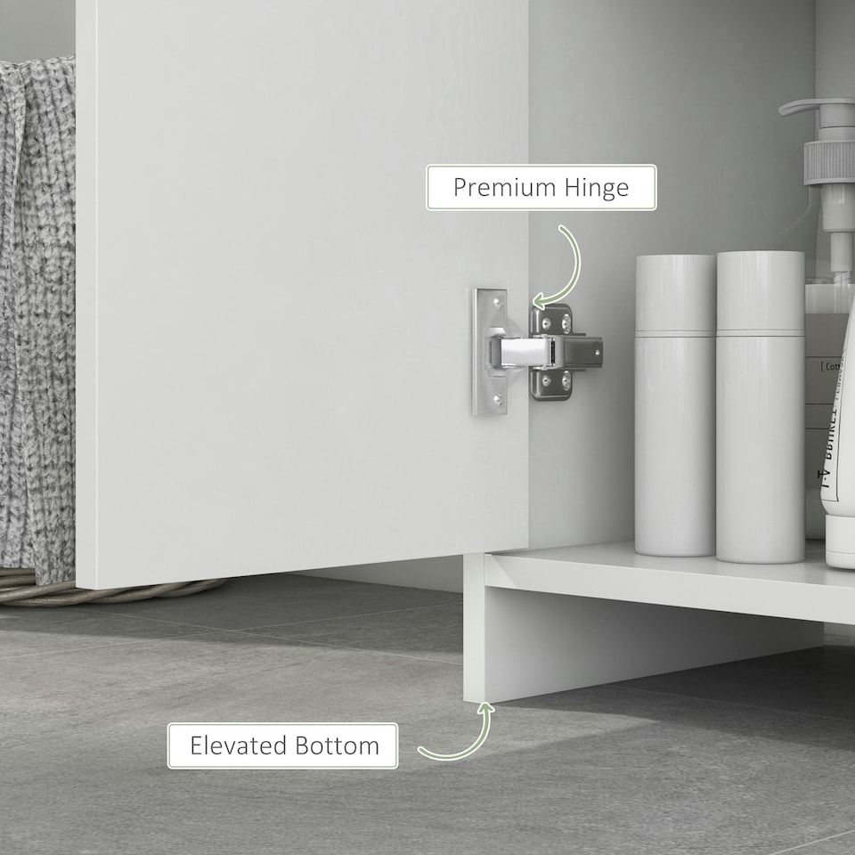 image 1 of HOMCOM Narrow Bathroom Cabinet, Slim Bathroom Cupboard, White White