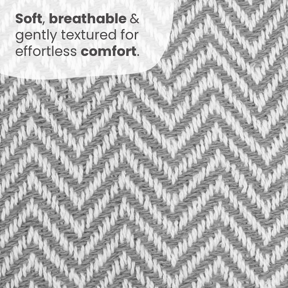 image 1 of Large Cotton Chevron Herringbone Sofa Throw Blanket - 150 x 200cm | Silver | Light Grey | One Size | 1