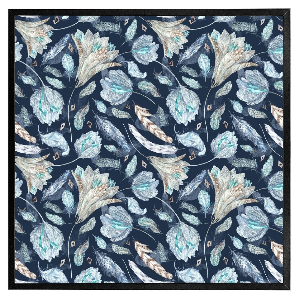 image 1 of Boho chic indigo pattern (Picture Frame) Brown | XS