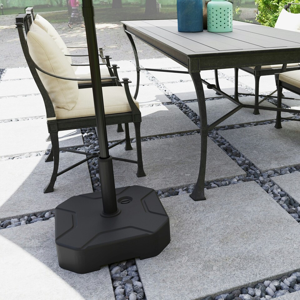 image 1 of Outsunny Square Garden Parasol Base, Sand/Water Filled Parasol Stand, Black