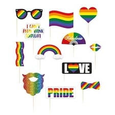 Rainbow Stripe Gay Pride LGBTQ+ Photo Props Accessories - Pack of 12