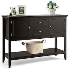 COSTWAY Sideboard Storage Cabinet Narrow Console Table Brown
